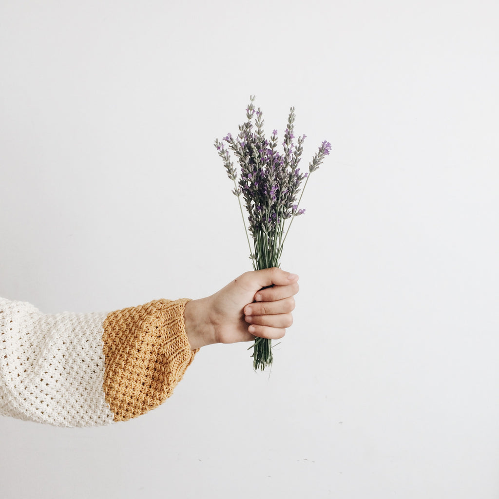 woman holding lavender 